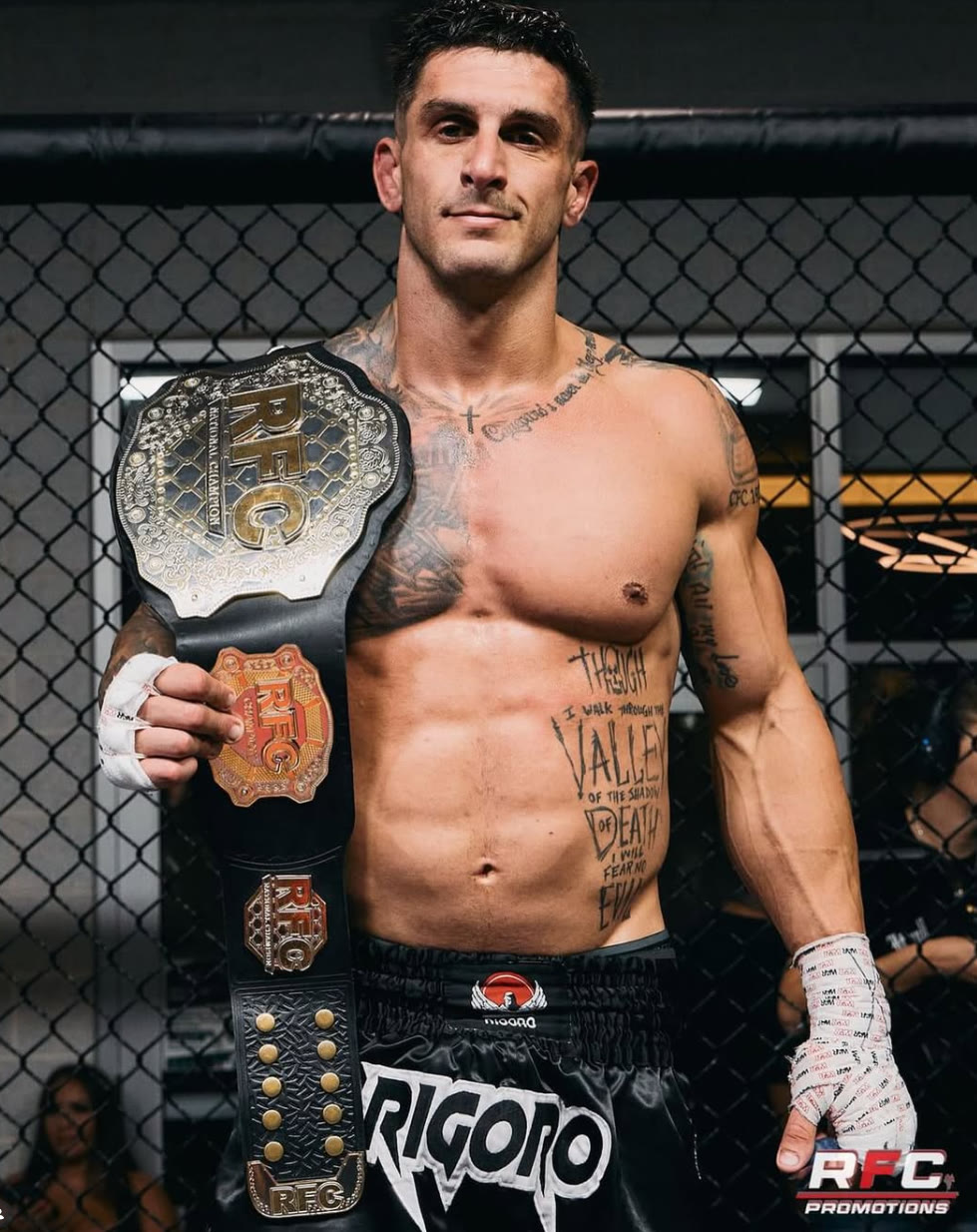 Greg Caneparo holding the RFC National MMA championship belt