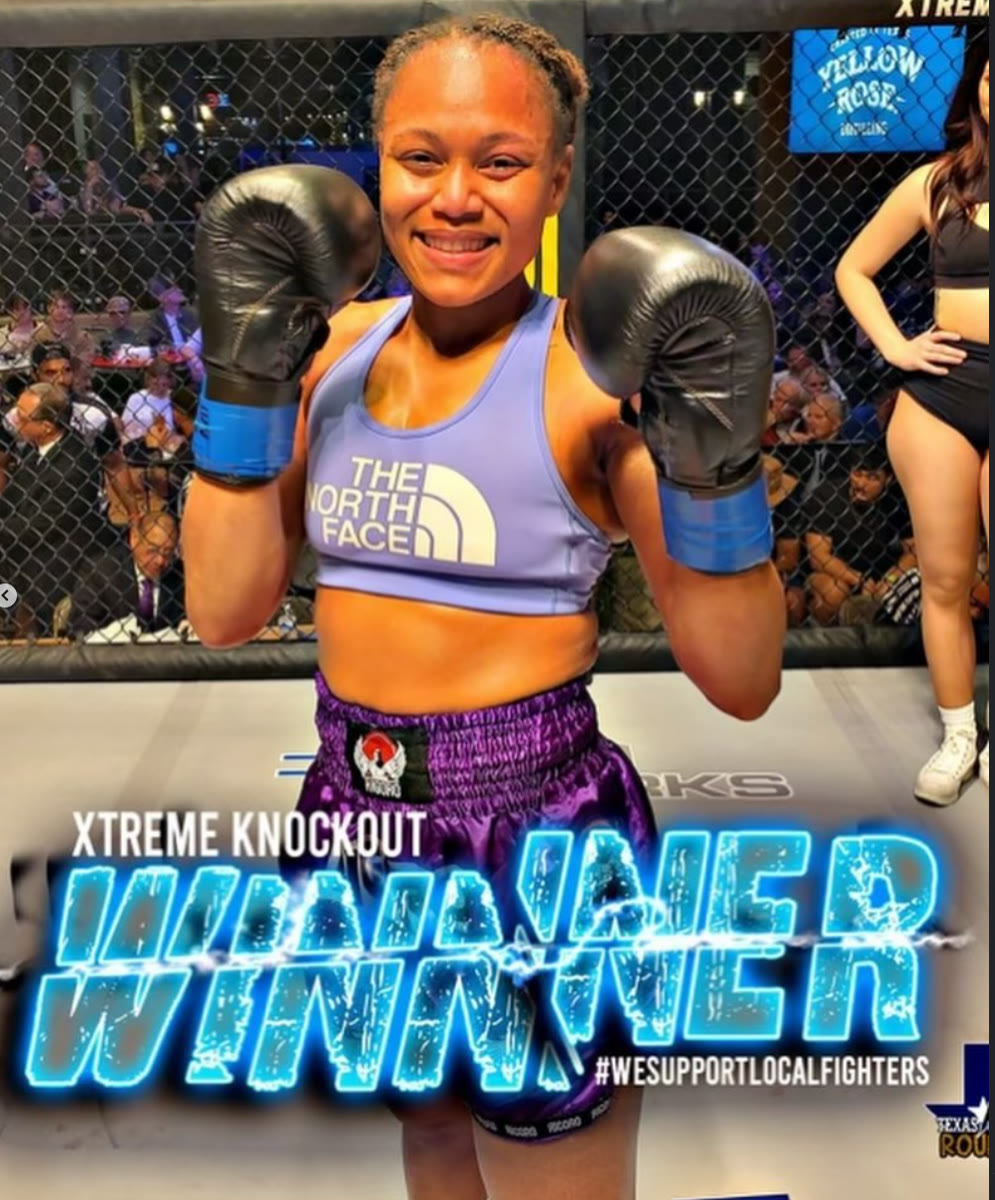 Kiara Battle celebrating a knockout victory